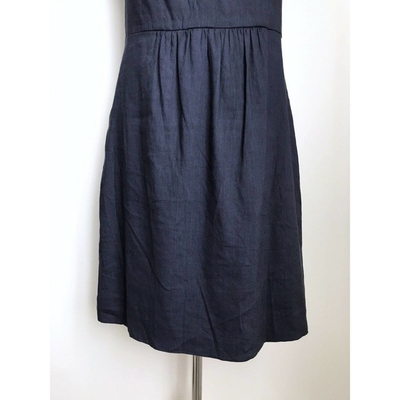 Rebecca Taylor Linen Blend Sheath Dress Navy Peekaboo Neckline Cutout Size 10 - Picture 3 of 12